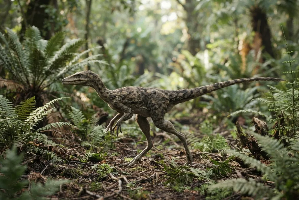 Compsognathus, tehisaru joonistatud
