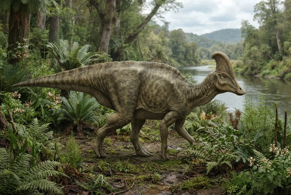 Hypacrosaurus, tehisaru joonistatud