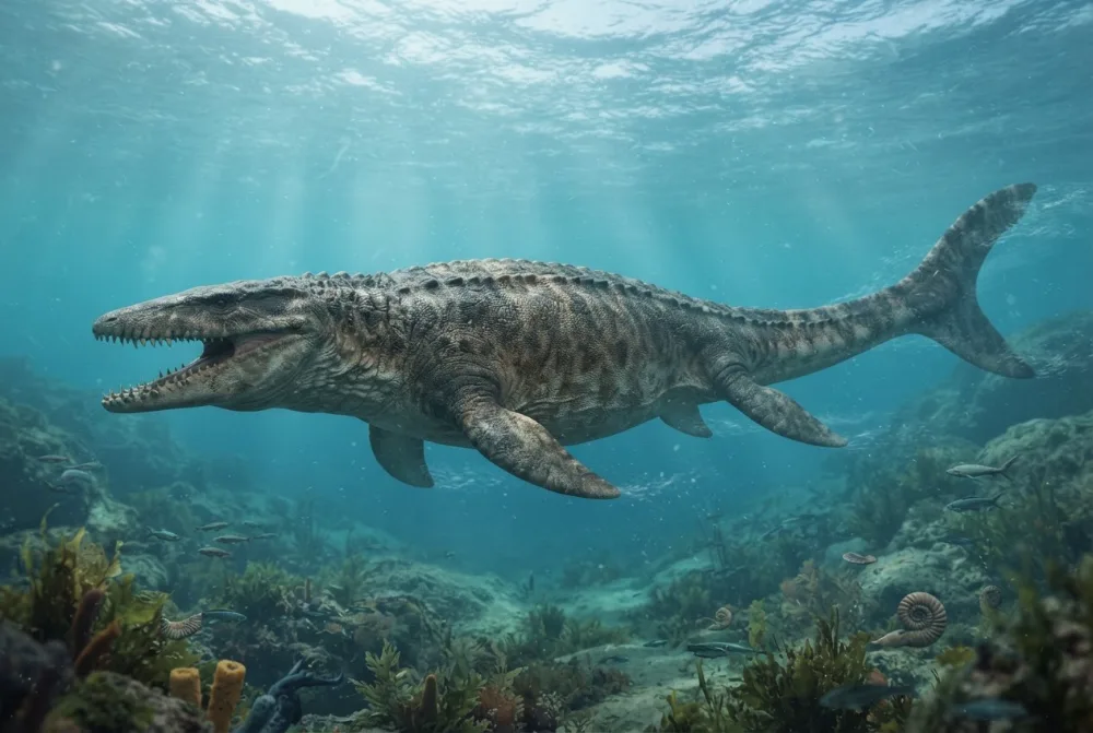 Mosasaurus, tehisaru joonistatud