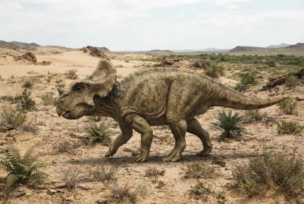 Protoceratops, tehisaru joonistatud