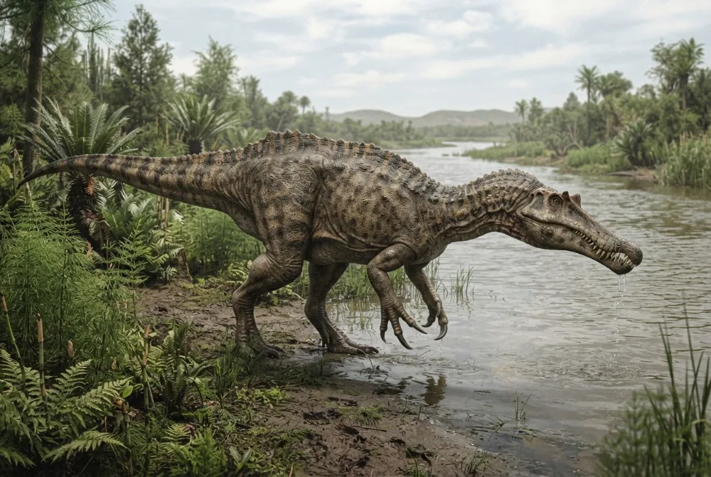 Suchomimus, tehisaru joonistatud