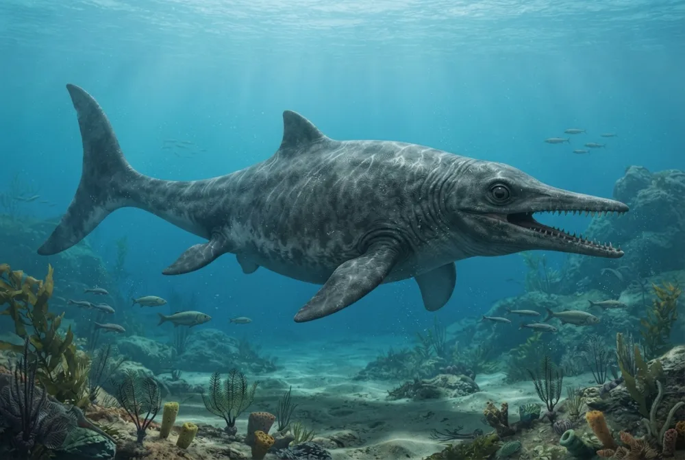 Temnodontosaurus, tehisaru joonistatud