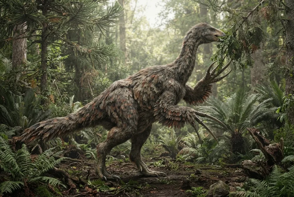 Therizinosaurus, tehisaru joonistatud
