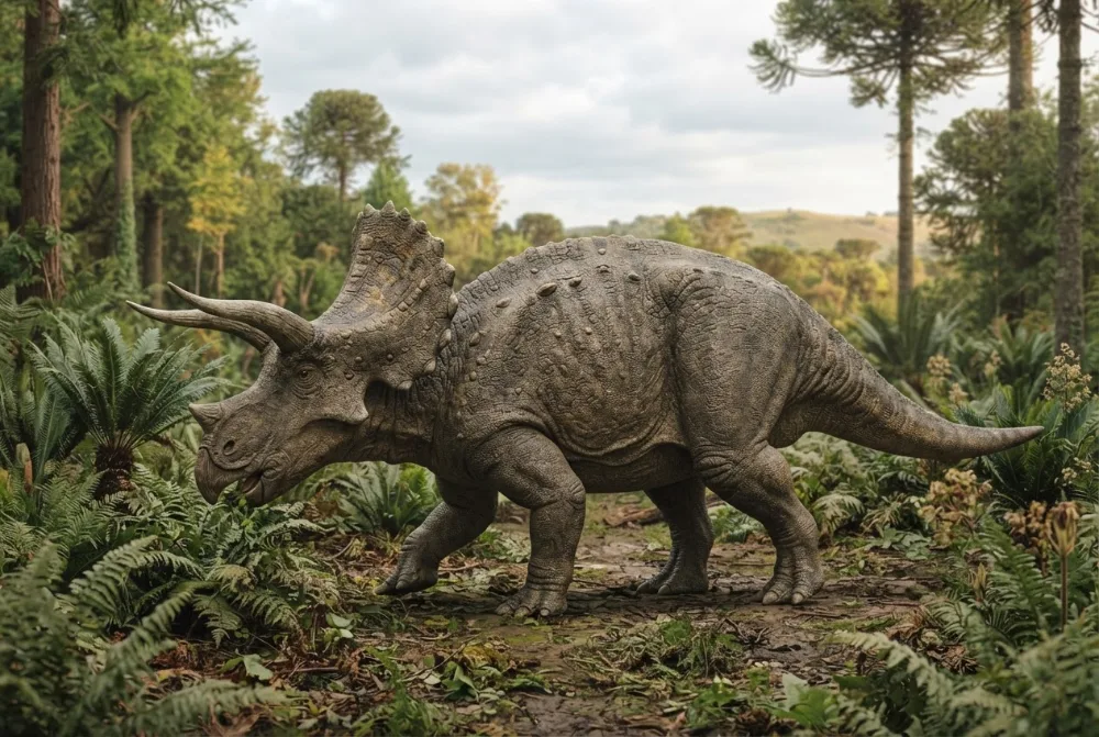 Triceratops, tehisaru joonistatud